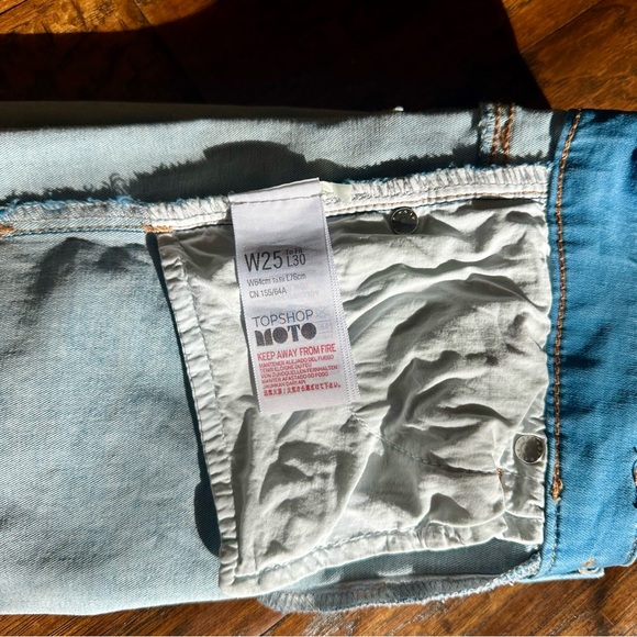 TOPSHOP Moto Leigh Jeans 25 Distressed Light Wash Skinny - Picture 4 of 5